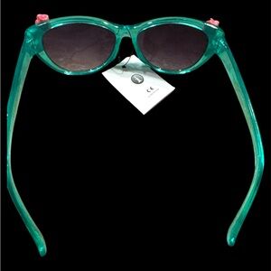 Green and Pink Cat-Eye Sunglasses with Decorative Hinges